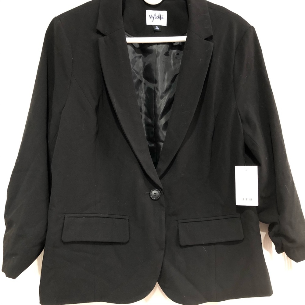 NWT Vylette Black Blazer Button Front Jacket XL